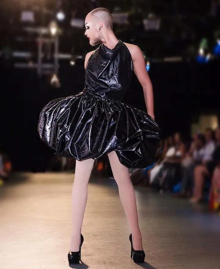 Drag Queen Black Fluffy Gown Dress Skirt
